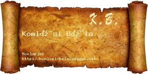 Komlósi Béla névjegykártya